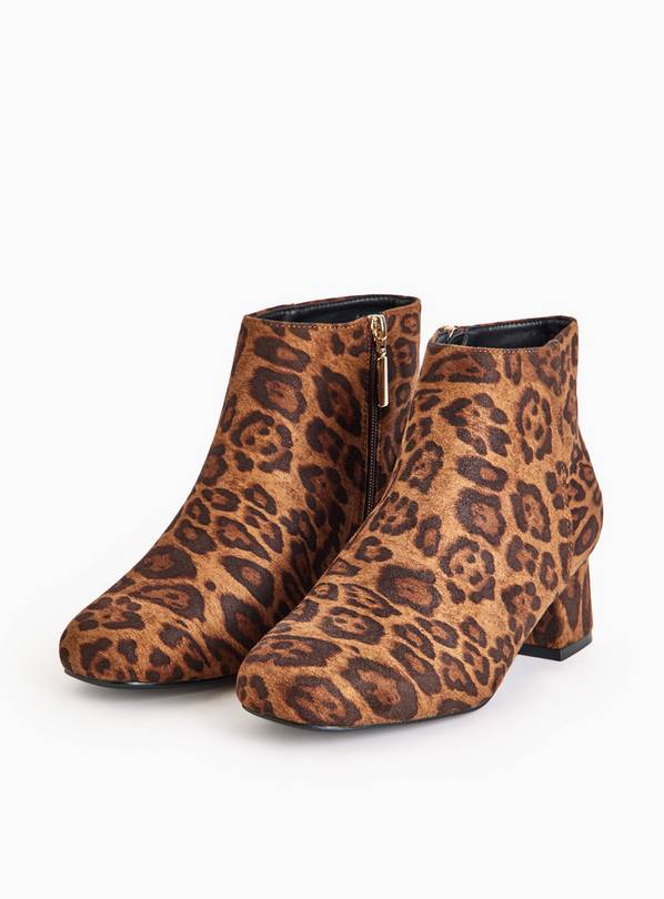 Wide Fit Faux Suede Leopard Ankle Boots 4